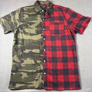 CIVIL REGIME Mens XL Camo/Plaid Button-up shirt